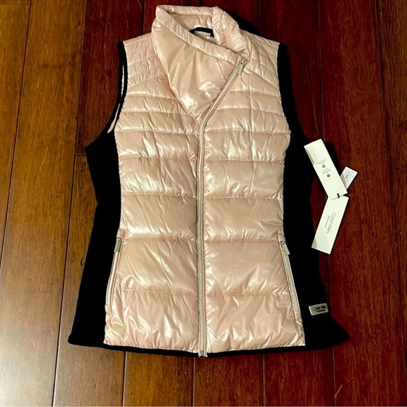 Calvin Klein Jackets & Blazers - Kelvin Klein quilted puffer shiny pink and black vest jacket